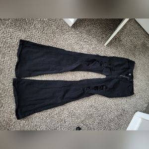 Black high waisted bell bottom ripped jeans